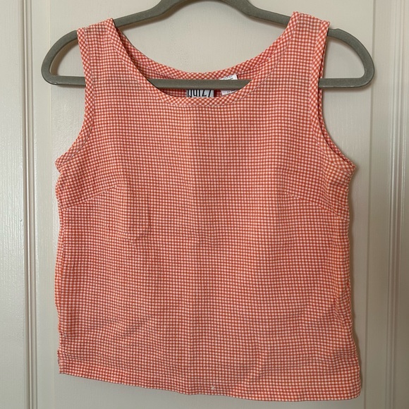 Vintage Tops - Vintage orange gingham boatneck sleeveless blouse